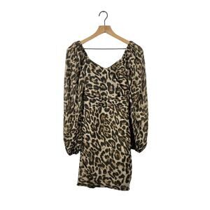 The sang leopard print long sleeve mini dress small